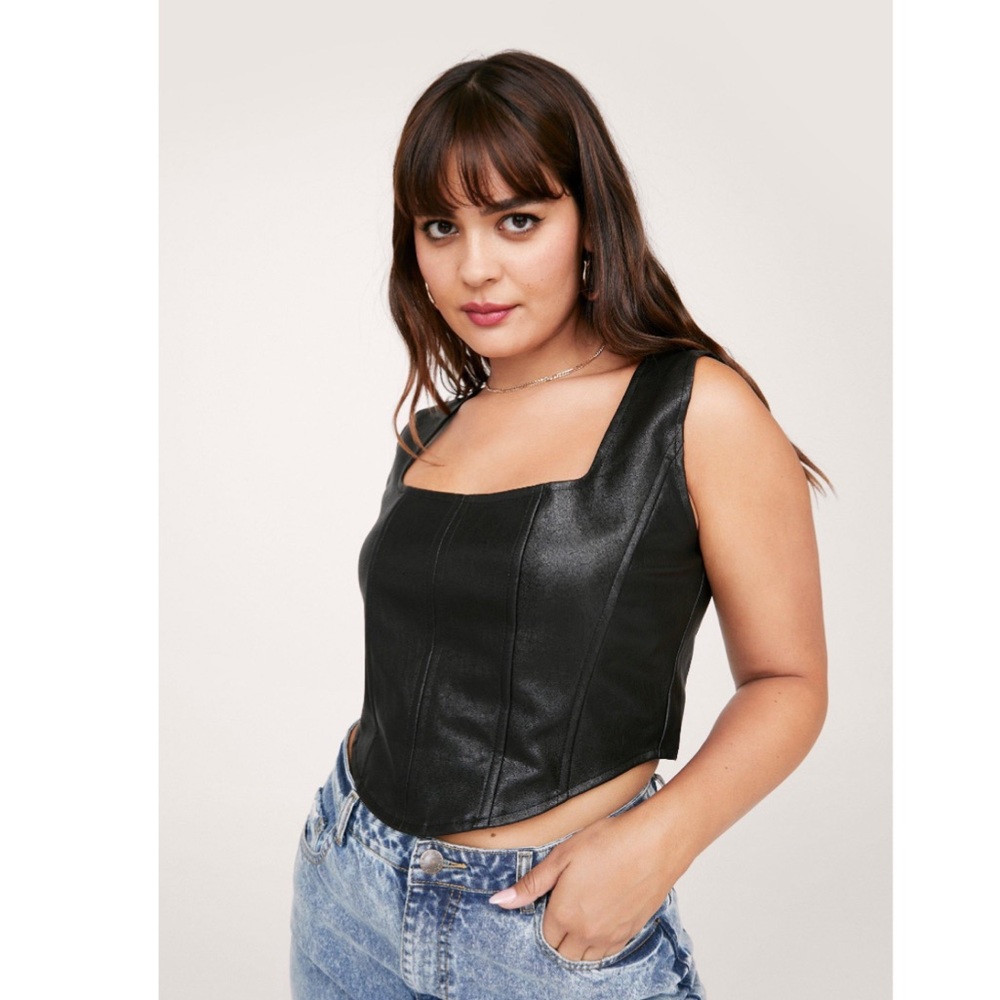 NastyGal Plus Size Faux Leather Corset Top - Size 18